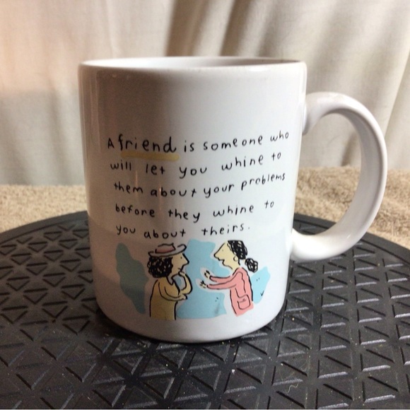 Shoebox Greetings A FRIEND IS SOMEONE WHO… White W/Blk Ceramic Coffee/Tea Mug - Picture 1 of 11
